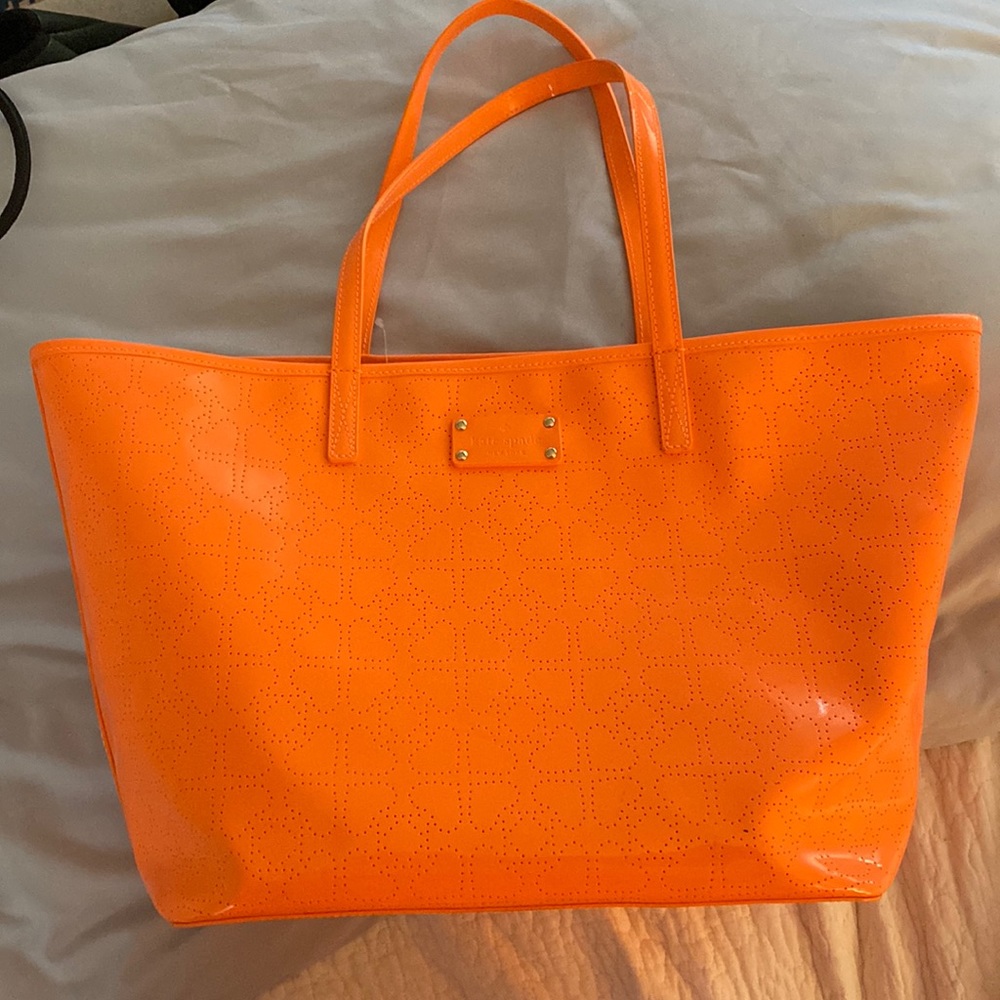 Kate Spade Harmony Metro Perforated Heart Tote ORANGE bag